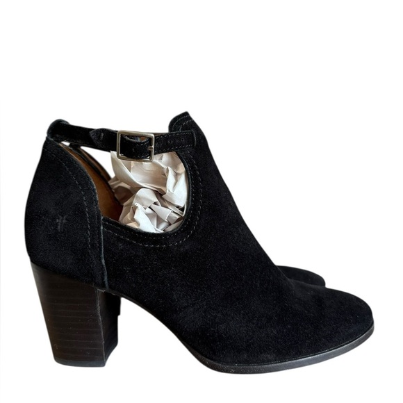Frye Meghan Suede Ankle Booties Black Heel Women US 8B - Picture 3 of 13
